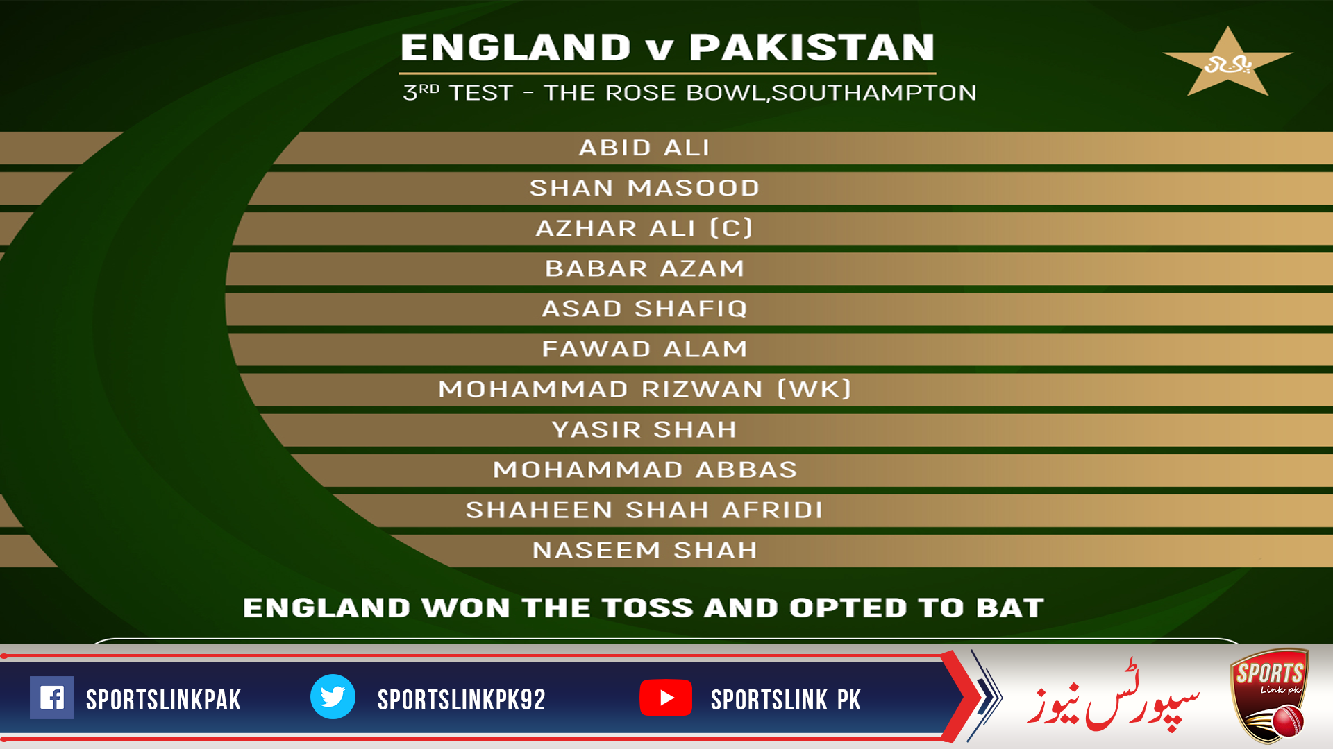 England have won the toss and will bat,Pakistan unchanged for important game