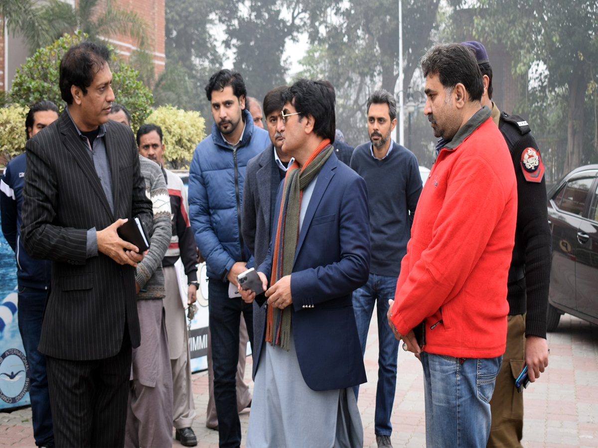 Secretary Sports and Youth Affairs Punjab Noor ul Amin Mengal inspects Punjab International Swimming Complex, State of the Art Tennis Stadium and adjacent six practice tennis pitches