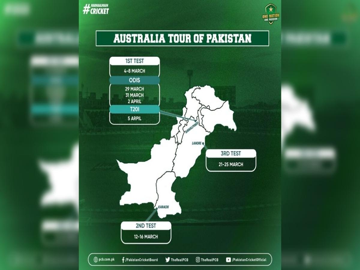 Revised schedule of Australia’s tour to Pakistan announced