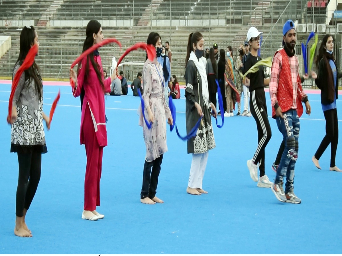 Hundreds of young male and female performers continue rehearsal of Horse &amp; Cattle Show Peace and Gymnastic events
