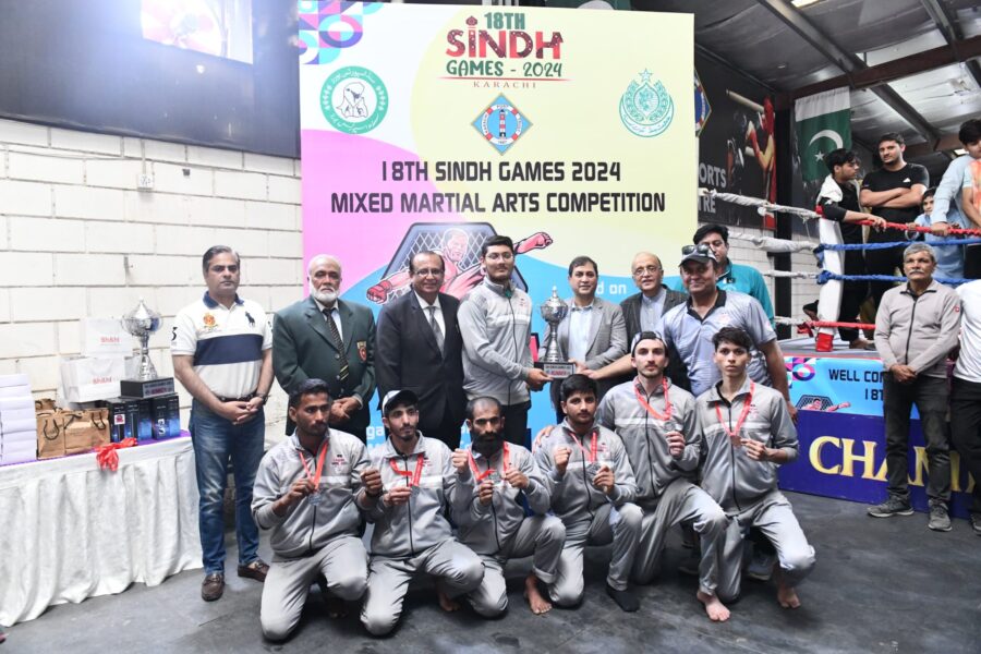 18th Sindh Games Mix Martial Arts Event : Karachi Division Won the first position Trophy.