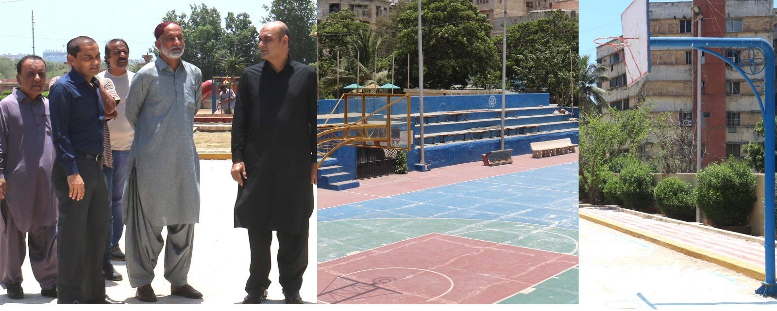 Municipal Commissioner Saddar Town,  visits basketball courts in Clifton and Arambagh;