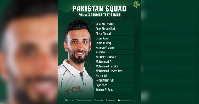 Pakistani squad for the Test series against the West Indies