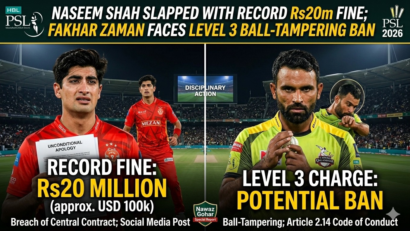 Naseem slapped with Rs20m fine; Fakhar faces level 3 ball-tampering ban