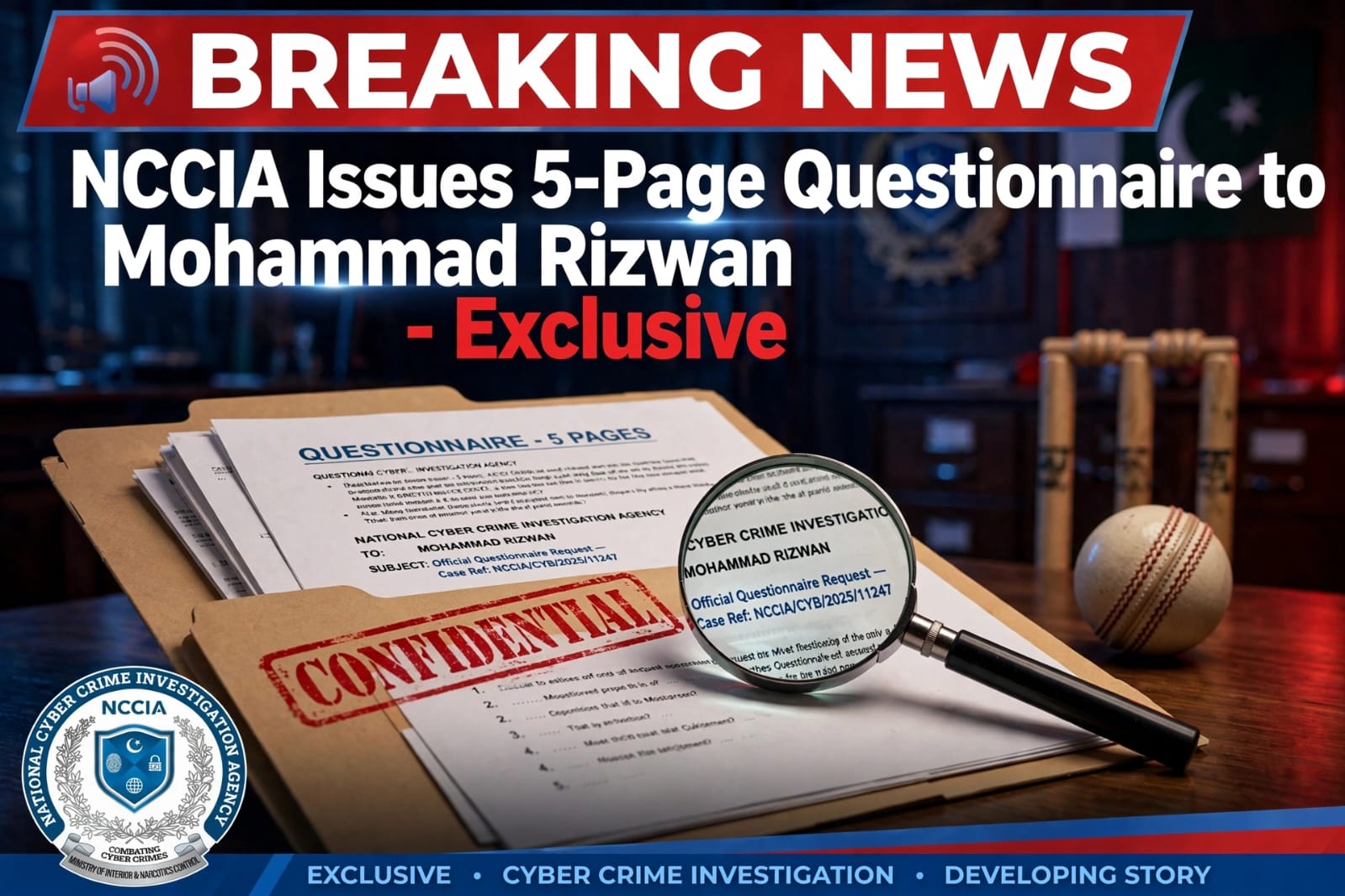 NCCIA issues 5-page questionnaire to Mohammad Rizwan